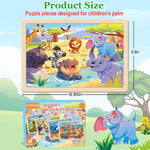 Wooden Puzzles for Kids Ages 4-6, 4 Packs 24 Pcs Wooden Jigsaw Puzzles for Toddlers Ages 3-5, Preschool Educational Puzzle Toys Gifts for 3 4 5 6 Boys Girls