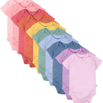 HonestBaby unisex-baby 10-pack Short Sleeve Bodysuits One-piece 100% Organic Cotton for Infant Baby Boys, Girls