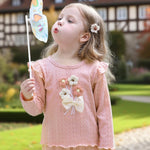 Kucnuzki Baby Girl Clothes 6-9 Months Long Sleeve Pink T Shirt Ruffle Floral Print Top Bell Bottom Baby Girl Pants 9-12 Month Girl Clothes Fall Winter Outfits