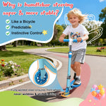 Kick Scooter for Kids 5-7 6-8 Years Age - Solid Metal Anti-Crack Frame&Brake,Height Adjustable,Light Up Two Wheel Toddler Scooter 4 Year Old,Boys Girls Outdoor Kid Child Toy Blue