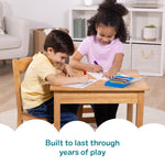 Melissa & Doug Solid Wood Kids Table and Chairs (2), Premium Quality Wooden Toddler Table and Chair Set for Kids Playroom Furniture & Montessori Classroom Furniture for Boys & Girls Ages 3+