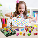 DMIGHT Jungle Safari Party Favors 20 PCS Wild Animals Stamps for Kids Birthday Gifts, Zoo Animal Stamps for Kids, Self Inking Stamps