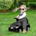 Aosom Kids Ride On Push Car, Foot-to-Floor Walking Sliding Toy Car for Toddler with Working Horn, Music, Headlights and Storage, Black