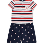 Little Me Clothes for Baby Boys' Baseball Short Set, Peacoat/True Red, 6 Monthss