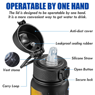 OLDLEY 20 Oz Insulated Stainless Steel Water Bottle For Kids, With Straws Leak-proof, Kids Water Bottles For School Boys Girls,Solar System