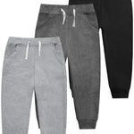 VOGRYE 3 Pack Boys Cotton Toddler Sweatpants Boys Joggers Pants with Pocket Drawstring for Kids 2T-14 Years