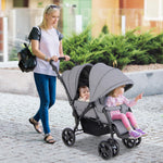 HONEY JOY Double Stroller, Foldable Lightweight Infant Twin with Tandem Seating, 5-Point Harness, Recline Seat, Storage Basket, Compact Baby Double Stroller Newborn and Toddler (Gray)