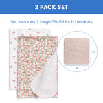 Delta Children 100% Cotton Flannel Baby Receiving Blankets for Girls and Boys – 30x30 Inches (Pack of 2), Pink Floral