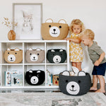 CherryNow Baby Basket for Nursery, Bear Gift Baskets for Kids, Baby Shower Basket with Handles, Small Cute Animal Baskets, Light Brown, 10.5"D x 8.5"H