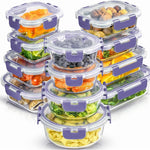 JoyJolt 24pc Borosilicate Glass Storage Containers with Lids | 12 Airtight/Freezer Safe Food Storage Containers for Pantry and Kitchen | Meal Prep Container for Lunch | Glass Tupperware Set