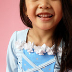 RuffleButts Girls UPF50+ Princess Dress-Up Long Sleeve Rash Guard 2-Piece Swimsuit - Crystal Blue Princess, 2T