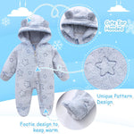 Fairy Baby Newborn Baby Bear Onesie Thin Fleece Footie Romper Snowsuit Hooded Jumpsuit Bodysuit Winter Outwear Boy Girl 0-12M