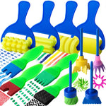 YGDZ Kids Paint Brushes, 12 Pack Washable Painting Brushes for Toddlers Kids Early Learning Toys Foam Roller Sponge Arts Crafts Gift