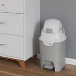 Foundations Mini Hands-Free Diaper Pail with Airtight Lid, Durable & Odorless Diaper Disposal, Large Capacity, Holds up to 30 Newborn Diapers, Refill with Any Bags, Baby Registry Gift - Gray