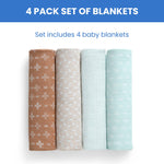 Delta Children 100% Cotton Muslin Baby Receiving Blankets for Girls and Boys – 47x47 Inches (Pack of 4), Neutral Boho