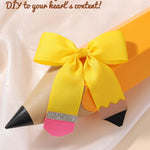 Hair Bows for Girls doboi 2PCS 4.5"Baby Hair Clips Pencil Ribbon Hair Accessories Hair Bow Alligator Clips for Baby Girls Toddlers Kids Teenagers Children Back to School Yellow Bows in Pairs