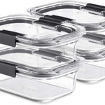 Rubbermaid Brilliance Glass Food Storage Containers, Assorted Sizes, Set of 9, BPA-Free, Leak-Proof, Clear