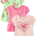 The Children's Place Baby Girls' and Toddler Short Sleeve Everyday Casual Knit Shirt