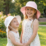 2-Pack Toddler Baby Sun Hat Summer UPF 50+ Protection for Boys Girls Kids Adjustable Beach Hats with Bucket Wide Brim Age 1-7 Years Outdoor(Small,Pink + White)