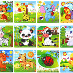 SANNIX 12 Pack Jigsaw Puzzles for Toddlers Wooden Animals Jigsaw Puzzles 9 pcs with 12 Organize Bags for Kids Ages 2 3 4 5 Preschool Educational Puzzles Learning Travel Toys for Boys and Girls