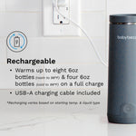 Baby Brezza Portable Warmer – 3X Faster Baby Bottle Warming - Travel Breastmilk and Formula Warmer - Safe, Even Heating - Up to 9oz - No Adapters, Black