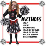 Spooktacular Creations Kids Halloween Cheerleader Costume, Zombie Cheerless Costume for Girls, Dead Cheer Outfit Toddlers for Halloween Scary Spiritless Dress Up Parties, S