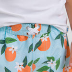RUGGEDBUTTS Boys UPF50+ Sun Protection Fruits & Florals Swim Trunks - Blue Orange You The Sweetest, 12-18m