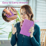 Purple Glitter Notebook, 8.4"x 5.7", 200 Lined Pages, No-Shed Sparkle Journal for Girls & Women, A5 Hardcover Diary for Writing, Birthday Gift for Teen Kids, Trendy Stuff for 6 8 9 10 11 12 Year Old