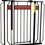 Regalo Safety 37" Extra Tall Baby Gate for Doorways & Bottom of Stairs, Wood Accent Pressure Mounted Gate with Door for Babies, Toddlers & Pets, Tested & Safe for 30 Years, American Designed and Owned