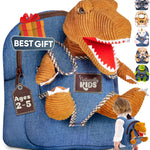 Naturally KIDS Toddler Backpack w Dinosaur Toys for Kids 2-4, 2 Year Old Boy Birthday Gift, 3 Year Old Boy Gift Girl, Toddler Dinosaur Toy