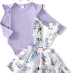 Kucnuzki Newborn Baby Girl Clothes Toddler Long Sleeve Ruffle Romper Top Infant Skirt Set Little Girl Overall Dress