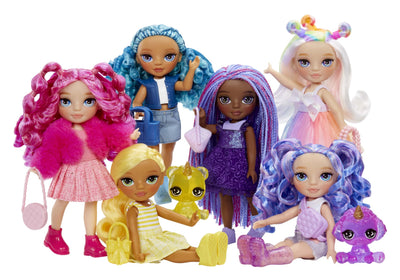 Rainbow High Littles – Amethyst Willow, Purple 5.5" Posable Small Doll with Purse, Magical Pet Dog, Girls Toy Gift, Kids Ages 4-12 Years