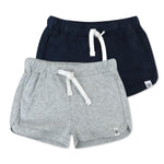 HonestBaby Multipack Shorts 100% Organic Cotton for Infant Baby and Toddler, Boys, Girls, Unisex, Navy/Gray, 6 Months