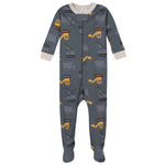 Gerber Baby Boys' 2-Pack Footed Pajamas, Dump Truck Grey, 0-3 Months