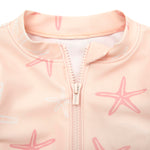 Gerber Baby Girls Toddler Long Sleeve One Piece Rashguard Swimsuit, Pink Starfish, 12 Months