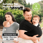 KeaBabies Baby Wrap Carrier Ring Sling - Easy to Wear, Adjustable D-Lite Baby Carrier Newborn to Toddler, Infant Carrying Shirt, Hands Free Bonding, Breathable Fabric Wearing Wrap (Stone Gray)