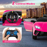 Costzon Licensed Pink Lamborghini Ride on Car, 24V 4WD 2-Seater Battery Powered Kids’ Electric Vehicles w/Remote Control, LED Lights & Music, Kids Car Toy for Boys & Girls Aged 3-8, Gift (Pink-S311)