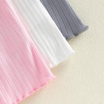 3 Pack Kids & Toddler Baby Unisex Puff Sleeve Shirt, Girl Boy Crewneck Cotton T Shirt, Pure Color Basic Tees 6M-5Y (Pink/White/Grey, 6-12 Months)