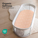 2-Pack Organic Bassinet Sheets for Girls, Boys - 100% Cotton Bassinet Mattress Sheets Compatible with Halo Bassinest Swivel Sleeper, Graco, Baby Delight, Chicco, Fitted Bassinet Sheets (Butterflies)