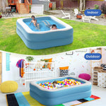 Sumbee Inflatable Swimming Kiddie Pool for Adults Kids Ages 4-8-12, Size 79" x 59" x 20" Rectangle Blow Up Family Pool for Children Backyard Outdoor Garden Summer Water Party Full-Sized Light Blue