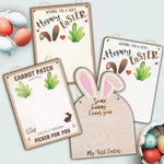 Baby's First Easter Footprint DIY Wooden Hanging Sign, Baby's 1st Easter Art Craft Gifts, My First Holiday Milestone Signs, Bunny Carrot Wishing You A Hoppy Easter Footprint Art Craft Keepsake - Brown