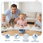 E-far Stainless Steel Baby Bowls with Suction, 4 Pack Removable Colorful Silicone Sleeve Toddlers Kids Bowl, Non-Toxic Snack Container for Baby Food Feeding, Non-Slip & Unbreakable, Dishwasher Safe