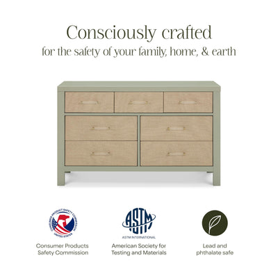 Namesake Eloise 7-Drawer Baby Dresser for Nursery - GREENGUARD Gold, Assembled Double Chest of Drawers for Kids, Boys & Girls - Multi-Purpose Storage Dresser for Bedroom & Living Room - French Sage