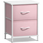 Sorbus Nightstand with 2 Drawers - Kids Bedside Furniture End Table Night Stand - Steel Frame, Wood Top & Easy Pull Fabric Bins - Dresser & Chest for Home, Bedroom Accessories, Office & College Dorm