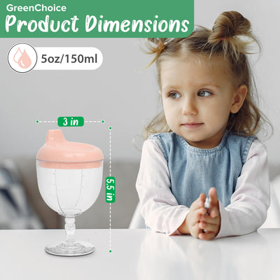 GreenChoice Baby Sippy Cup Wine Glass - Fun No Spill Plastic Goblet for Kids - Perfect Beverage Mug with Lid for Birthday Parties and Celebrations - Ideal for Milk, Juice, and More! (Pink, 1)
