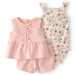 Carter's Girl 3-Piece Short Set, Pink/Cream, 3M