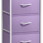 Sorbus Nightstand with 3 Drawers - Bedside Furniture & Accent End Table Chest for Home, Bedroom Accessories, Office, College Dorm, Steel Frame, Wood Top, Pastel Fabric Bins (Purple)