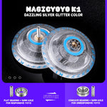 MAGICYOYO Tug Return Responsive Yoyo K1 , Hubstacks Yo-yo for Kids Beginners Dual Purpose YoYo with Unresponsive Bearing, Storage Bag + 12 Strings +Yo-Yo Glove +2 Yo yo Hubstacks (Glitter Clear)