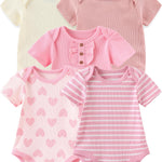 ZAVBABY Newborn Baby Girls Bodysuits Rib Summer Infant Clothes Outfit Set 9-12 Month