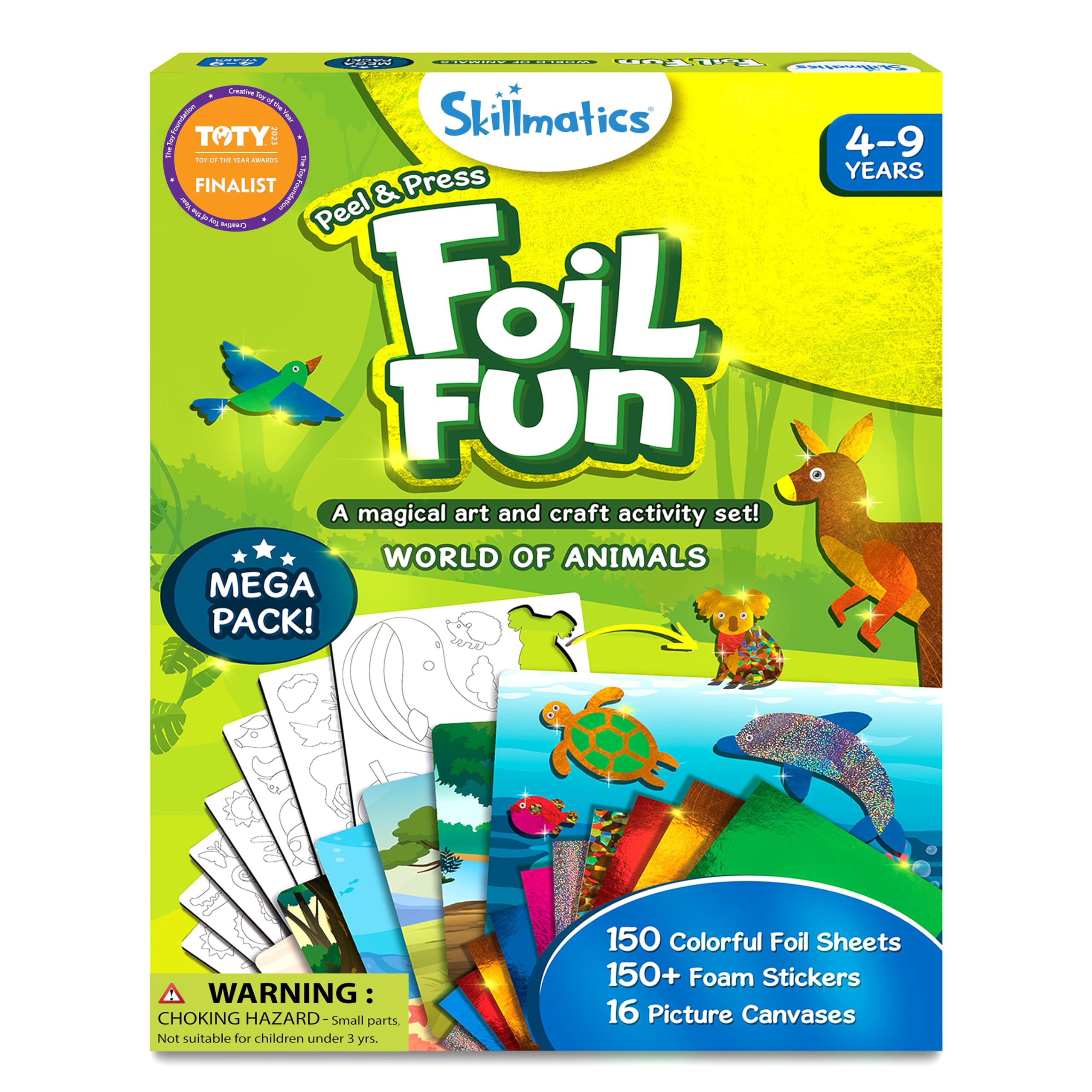 Skillmatics Art & Craft Activity - Foil Fun Animals, No Mess Art for Kids, Travel Toys, Craft Kits, DIY Creative Activity, Gifts for Boys & Girls Ages 4, 5, 6, 7, 8, 9